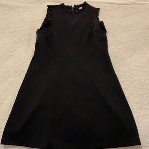 LOFT Sleeveless Ruffle Neck Black Dress, Size 12